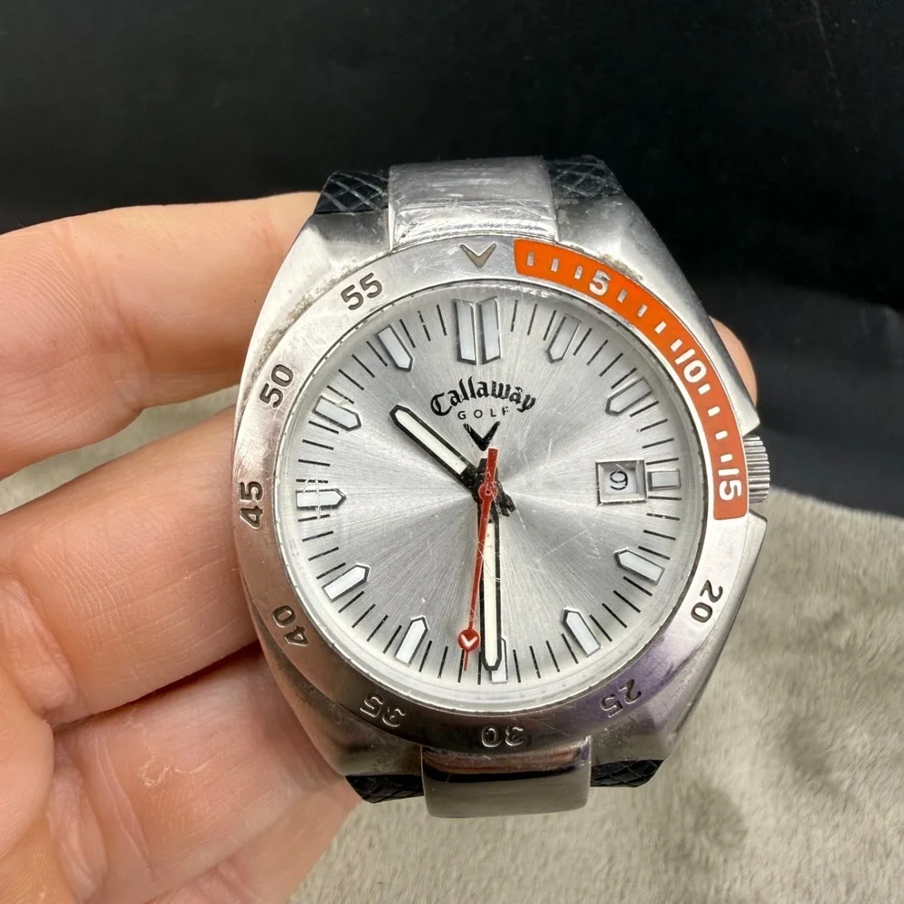 Vintage Callaway Golf Watch Silver Tone UNTESTED 8